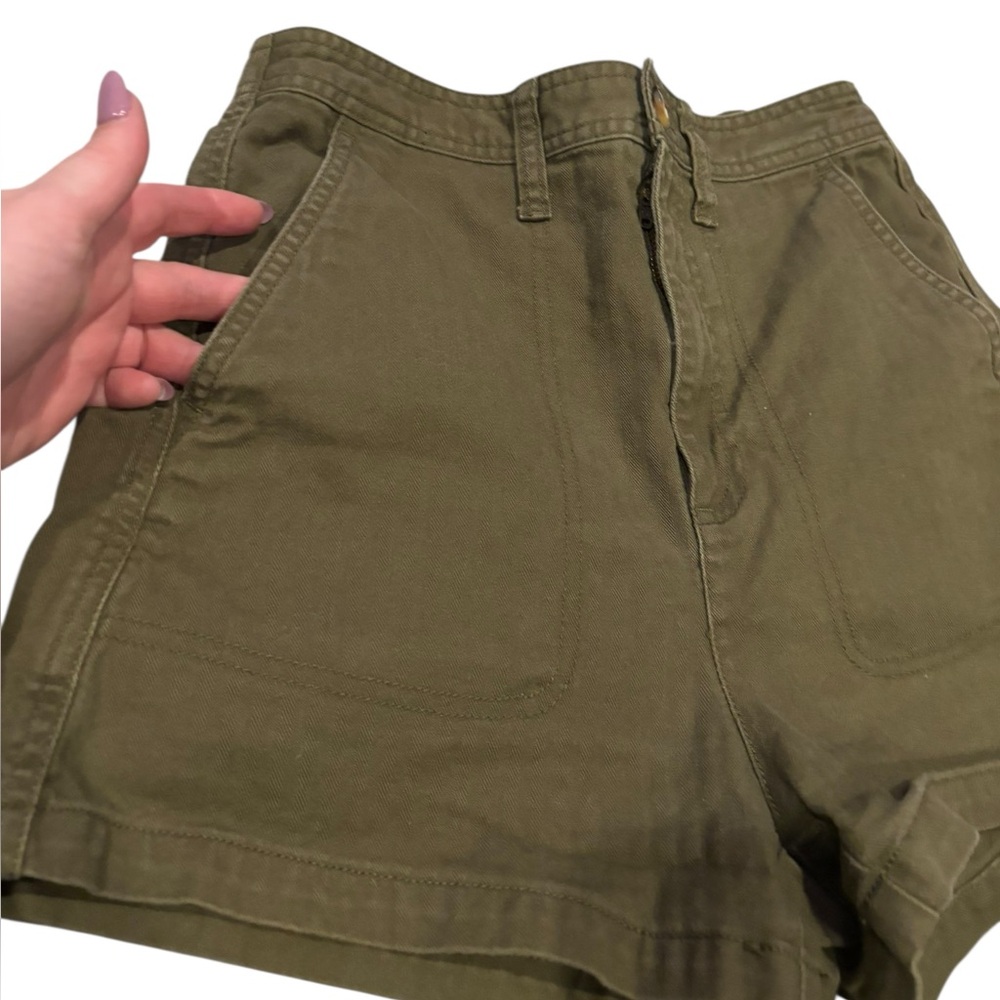 Madewell Women's Olive Green Elastic Waist & Button Closure Shorts Size XS - Picture 4 of 6
